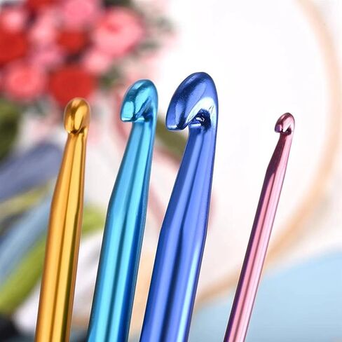 BCMRUN Crochet Hooks Set 14 Sizes 2mm(B) -10mm(N) Aluminum Ergonomic Knitting Needles Kit with Case Weave Yarn Craft Set, Crochet Hook Knit Needle, Best Gift for Women Girls in Kuwait