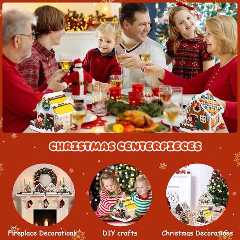 مجموعة أدوات عيد الميلاد المكونة من 24 قطعة من Poen، مجموعة أدوات منزل خبز الزنجبيل لعيد الميلاد، تتضمن منزل خبز الزنجبيل الخشبي، طلاء DIY، فرشاة طلاء، ملصقات، طين للأطفال الأولاد والبنات ومستلزمات ألعاب حفلات عيد الميلاد in Kuwait