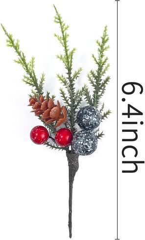 Asikkon الاصطناعي عيد الميلاد التوت الأحمر ينبع فروع الصنوبر الاصطناعي 6 حزمة التوت الأحمر الصنوبر فو يختار لعيد الميلاد الشتاء عطلة زهرة ترتيبات هدية حفلة زينة شجرة عيد الميلاد، B-6PCS in Kuwait