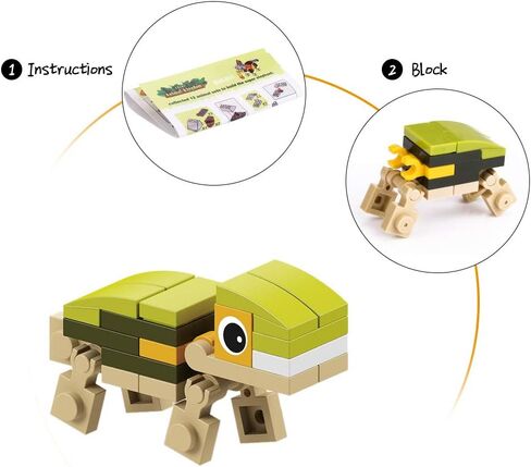 IAMGlobal 12 in 1 Mini Building Blocks Animals, Assorted Toy Animal, Building Blocks Stem Toys, Party Favor for Kids, Goodie Bags, Birthday, Carnival Prizes in Kuwait