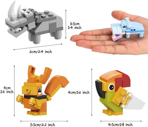 IAMGlobal 12 in 1 Mini Building Blocks Animals, Assorted Toy Animal, Building Blocks Stem Toys, Party Favor for Kids, Goodie Bags, Birthday, Carnival Prizes in Kuwait