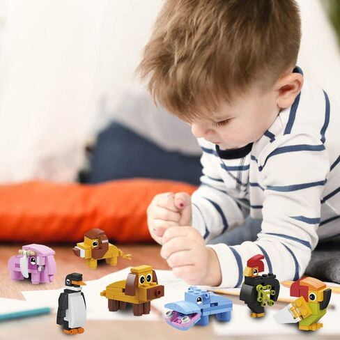 IAMGlobal 12 in 1 Mini Building Blocks Animals, Assorted Toy Animal, Building Blocks Stem Toys, Party Favor for Kids, Goodie Bags, Birthday, Carnival Prizes in Kuwait
