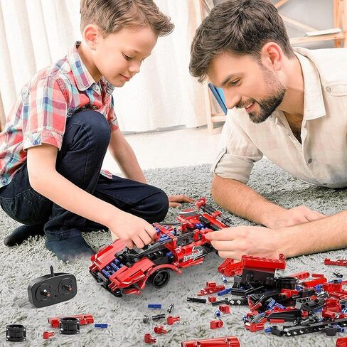 ألعاب مكعبات بناء STEM هدايا للأعمار 6، 7، 8، 9، 10، 11، 12 صبيًا وفتاة، مكعبات بناء DIY، لعبة البناء الهندسية STEM RC، سيارة سباق مع جهاز تحكم عن بعد، موديل 2 في 1، 2.4 جيجا هرتز (351 قطعة) in Saudi Arabia