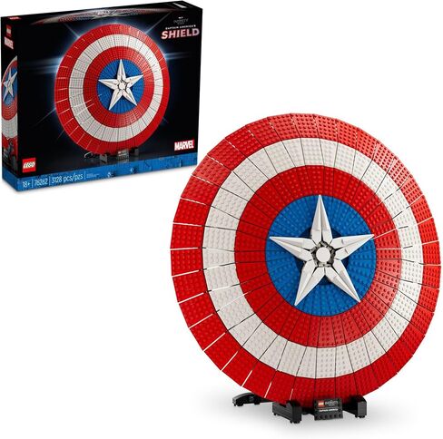 مجموعة نماذج LEGO Marvel Captain America's Shield 76262 للبالغين، نسخة طبق الأصل من درع Captain America's Iconic Shield، مجموعة بناء Disney Marvel للبالغين تمثل هدية رائعة لمحبي Marvel in Saudi Arabia