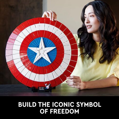 مجموعة نماذج LEGO Marvel Captain America's Shield 76262 للبالغين، نسخة طبق الأصل من درع Captain America's Iconic Shield، مجموعة بناء Disney Marvel للبالغين تمثل هدية رائعة لمحبي Marvel in Saudi Arabia