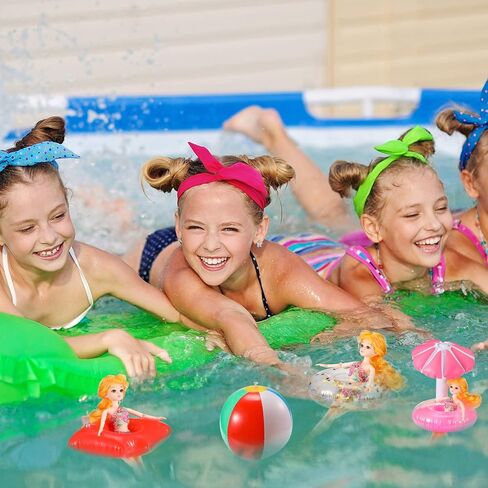 6 Pcs Pool Floaties for Girl Dolls, Girl Doll Swim Accessories Set Swimming Pool Floaties Party Ring Girl Dolls Cup Coasters Dolls Pool Toys Doll Pool for 11.5" Dolls Girl Swimming Pool Toy in Saudi Arabia