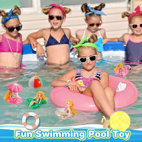 6 Pcs Pool Floaties for Girl Dolls, Girl Doll Swim Accessories Set Swimming Pool Floaties Party Ring Girl Dolls Cup Coasters Dolls Pool Toys Doll Pool for 11.5" Dolls Girl Swimming Pool Toy in Saudi Arabia