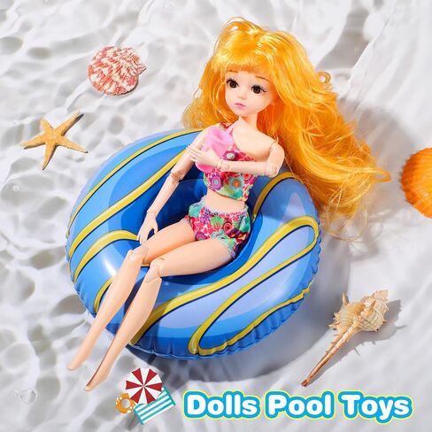 6 Pcs Pool Floaties for Girl Dolls, Girl Doll Swim Accessories Set Swimming Pool Floaties Party Ring Girl Dolls Cup Coasters Dolls Pool Toys Doll Pool for 11.5" Dolls Girl Swimming Pool Toy in Saudi Arabia