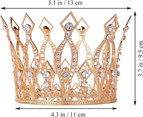 Crown Cake Topper Rhinestone Crystal Handmade Tiara Cake Decoration for Baby Shower Birthday Wedding Party Favors (Gold) in Saudi Arabia