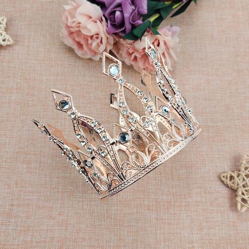 Crown Cake Topper Rhinestone Crystal Handmade Tiara Cake Decoration for Baby Shower Birthday Wedding Party Favors (Gold) in Saudi Arabia