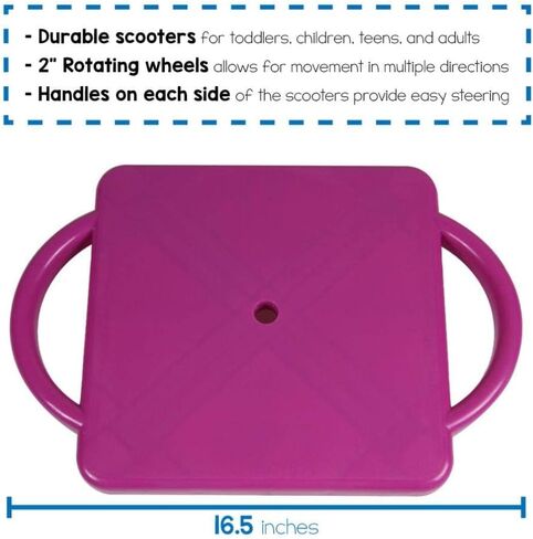hand2mind Purple Indoor Scooter Board with Safety Handles for Kids Ages 6-12, Plastic Floor Scooter Board with Rollers, Physical Education for Home, Homeschool Supplies (Pack of 1) in Kuwait