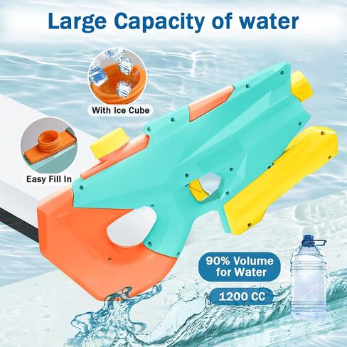 Water Gun Pistol Squirt Water Blaster Gun Toys for Water Fighting Play Summer Swimming Pool Beach Outdoor Party Gifts for Boys Girls Children Kids Toddlers Age 3 4 7 8 (1200 cc) in Saudi Arabia
