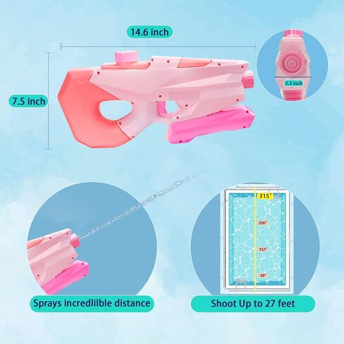 Water Gun Pistol Squirt Water Blaster Gun Toys for Water Fighting Play Summer Swimming Pool Beach Outdoor Party Gifts for Boys Girls Children Kids Toddlers Age 3 4 7 8 (1200 cc) in Saudi Arabia