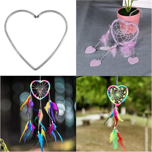 CLISPEED Dream Catcher Metal Rings: 9pcs Heart Shaped Dream Catcher Rings Macrame Silver Metal Hoops DIY Wedding Wind Chime Hanging Accessory, 8cm, 10cm, 12cm, Each 3pcs in Saudi Arabia