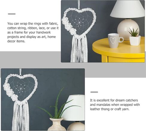 CLISPEED Dream Catcher Metal Rings: 9pcs Heart Shaped Dream Catcher Rings Macrame Silver Metal Hoops DIY Wedding Wind Chime Hanging Accessory, 8cm, 10cm, 12cm, Each 3pcs in Saudi Arabia