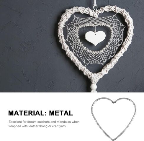 CLISPEED Dream Catcher Metal Rings: 9pcs Heart Shaped Dream Catcher Rings Macrame Silver Metal Hoops DIY Wedding Wind Chime Hanging Accessory, 8cm, 10cm, 12cm, Each 3pcs in Saudi Arabia