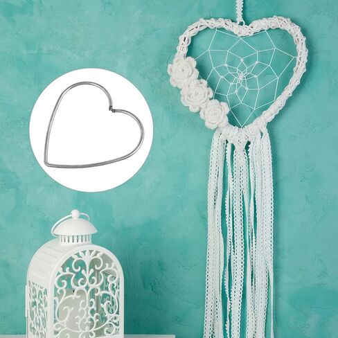 CLISPEED Dream Catcher Metal Rings: 9pcs Heart Shaped Dream Catcher Rings Macrame Silver Metal Hoops DIY Wedding Wind Chime Hanging Accessory, 8cm, 10cm, 12cm, Each 3pcs in Saudi Arabia