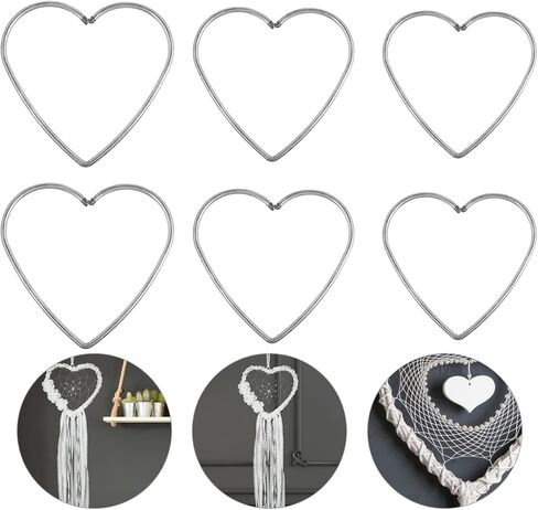 CLISPEED Dream Catcher Metal Rings: 9pcs Heart Shaped Dream Catcher Rings Macrame Silver Metal Hoops DIY Wedding Wind Chime Hanging Accessory, 8cm, 10cm, 12cm, Each 3pcs in Saudi Arabia