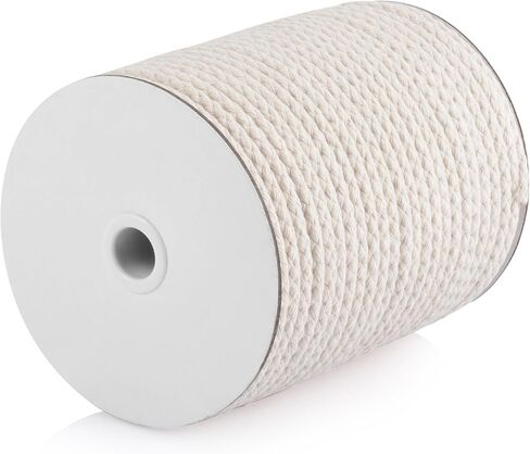 CAQUBO Braided Macrame Cord 8mm x 65 Yards, Beige, Unbleached Natural Braided Cotton Cord, Braided Rope for Crafts, Chunky Casing Shape Rope, Natural Macrame Supplies for Plant Hanger Wall Hanging in Kuwait