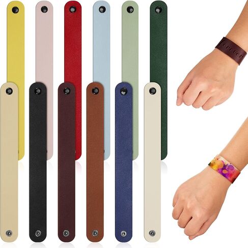 12 Pack Leather Bracelet Blank Leather Snap Bracelets Leather Wristband Wrist Leather Cuffs for Men Women DIY Jewelry Making, 8.66 x 0.98 Inches (Multicolor) in Saudi Arabia