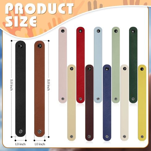 12 Pack Leather Bracelet Blank Leather Snap Bracelets Leather Wristband Wrist Leather Cuffs for Men Women DIY Jewelry Making, 8.66 x 0.98 Inches (Multicolor) in Saudi Arabia