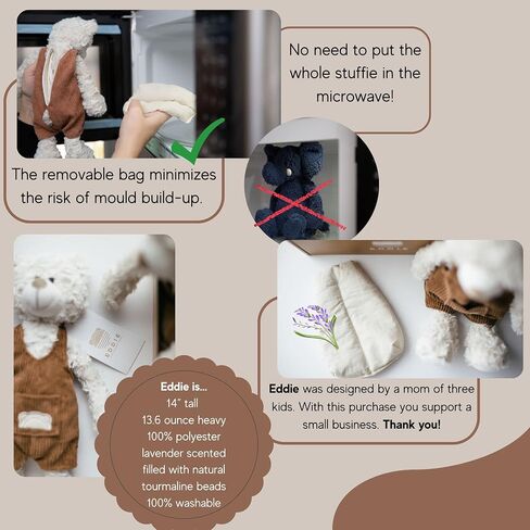 “Eddie" Weighted Microwavable Stuffed Animal – Weighted Stuffed Animals for Kids- 14 in Lavender Stuffed Animal Heating Pad - Heatable Stuffed Animals. in Kuwait