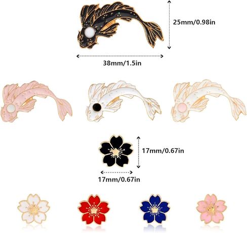 Kukiwhy 14 Pieces Enamel Lapel Brooches Pins Lovely Fish and Flower Shaped Brooch Cute Cartoon Badge Pins for DIY Backpacks Clothes Bags Jackets Hat Decorations Jewelry Accessories in Kuwait