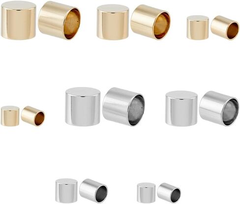 SUPERFINDINGS 16 قطعة 201 سلك من الفولاذ المقاوم للصدأ ينتهي بـ 4 مقاسات من أغطية نهاية الحبل الجلدي سلك 3/5/8/9 مم القطر الداخلي أغطية نهاية عمود إنهاء الحبل مشبك حلقة برميل لصنع المجوهرات in Kuwait