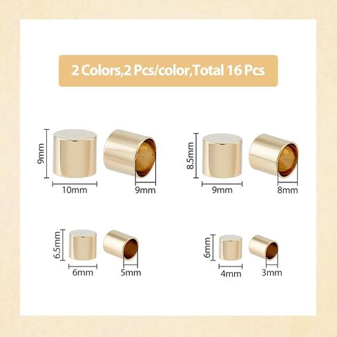 SUPERFINDINGS 16 قطعة 201 سلك من الفولاذ المقاوم للصدأ ينتهي بـ 4 مقاسات من أغطية نهاية الحبل الجلدي سلك 3/5/8/9 مم القطر الداخلي أغطية نهاية عمود إنهاء الحبل مشبك حلقة برميل لصنع المجوهرات in Kuwait