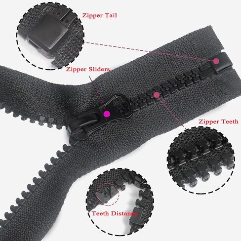 2 قطعة #10 27 بوصة سحابات لمستلزمات الخياطة مجموعة فصل بديلة بسحاب كبير لملابس المعطف DIY Craft، 27 بوصة سحاب بلاستيكي أسود خياطة أطوال متنوعة وحقائب قميص وخياط خيمة in Kuwait