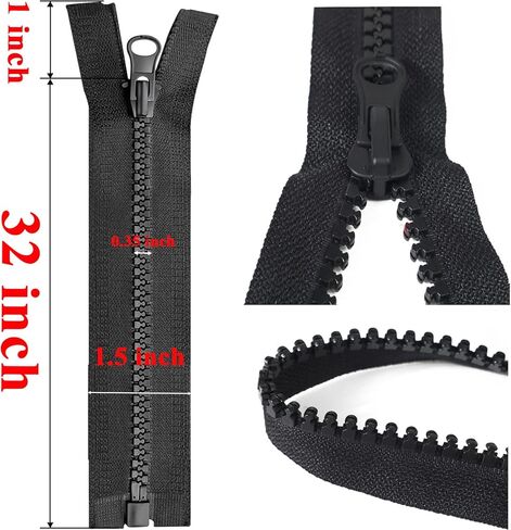 2 قطعة #10 27 بوصة سحابات لمستلزمات الخياطة مجموعة فصل بديلة بسحاب كبير لملابس المعطف DIY Craft، 27 بوصة سحاب بلاستيكي أسود خياطة أطوال متنوعة وحقائب قميص وخياط خيمة in Kuwait