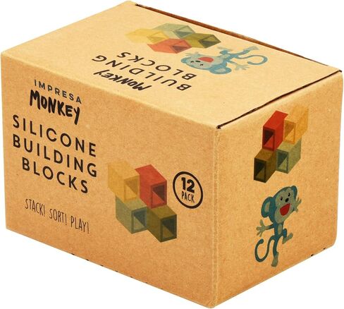 IMPRESA [12 Pack] 2" XL Silicone Building Blocks for Kids - Multi-Color Soft Stacking Blocks for Hours of Fun - Flexible & Soft Building Blocks - Soft Baby Blocks for Teething - Baby Building Blocks in Saudi Arabia
