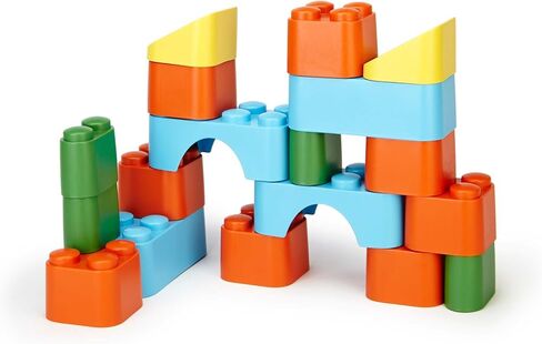 Green Toys Block Set - 18 Piece Pretend Play, Motor Skills, Building and Stacking Kids Toy Set. No BPA, phthatates, PVC. Dishwasher Safe, Recycled Plastic, Made in USA. in Saudi Arabia