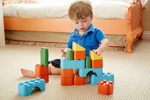 Green Toys Block Set - 18 Piece Pretend Play, Motor Skills, Building and Stacking Kids Toy Set. No BPA, phthatates, PVC. Dishwasher Safe, Recycled Plastic, Made in USA. in Saudi Arabia