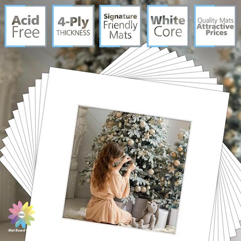 Mat Board Center, 8x8 Mix Color Mats for 4x4 Pictures - Pack of 12 in Kuwait