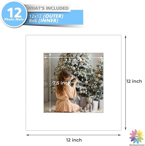 Mat Board Center, 8x8 Mix Color Mats for 4x4 Pictures - Pack of 12 in Kuwait