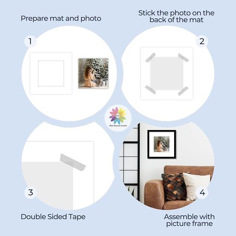 Mat Board Center, 8x8 Mix Color Mats for 4x4 Pictures - Pack of 12 in Kuwait