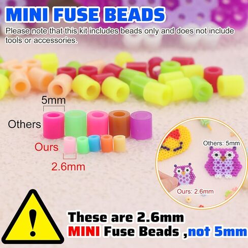 Lenwen 72000 Pcs Assorted Mini Fuse Beads 2.6 mm 72 Colors Fuse Beads Craft Set Bulk Beads for Crafts Kids Christmas Birthday Gift Arts Supplies, Multicolor in Saudi Arabia