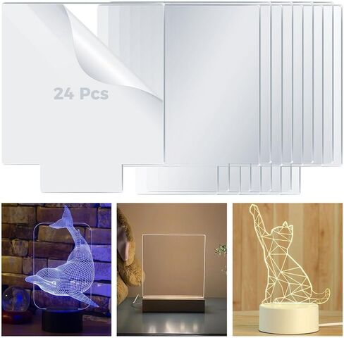 24 قطعة من صفائح الأكريليك مقاس 2 مم لقاعدة إضاءة LED، ألواح مربعة بلاستيكية سميكة (5.9 بوصة × 5.1 بوصة) مع طبقات واقية لمشاريع عرض اللافتات DIY، لوحات شفافة لأعمال نحت النقش in Kuwait