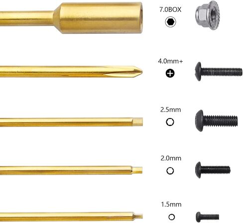 FriHobby Titanium RC Screw Driver Set Hex Driver Bits 1.5mm 2.0mm 2.5mm Allen Wrench Keys M4 Lock Nut Driver & Phillips RC Tool Set for RC Car Traxxas Arrma Axial SCX10 Redcat Losi, 5-in-1 in Saudi Arabia