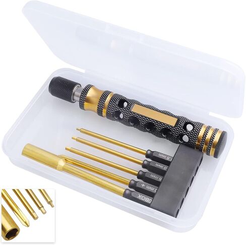FriHobby Titanium RC Screw Driver Set Hex Driver Bits 1.5mm 2.0mm 2.5mm Allen Wrench Keys M4 Lock Nut Driver & Phillips RC Tool Set for RC Car Traxxas Arrma Axial SCX10 Redcat Losi, 5-in-1 in Saudi Arabia