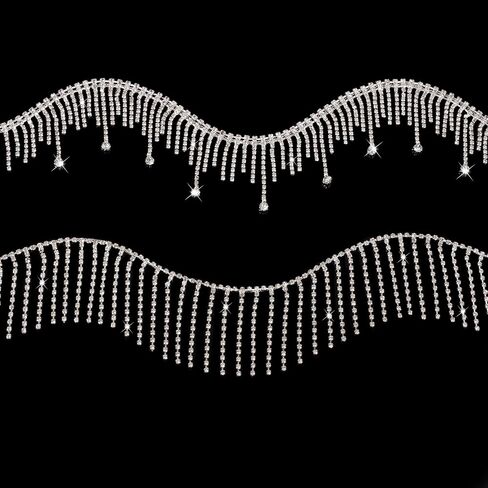 FASHEWELRY 10 Yards Rhinestone Trim Chains Crystal Rhinestone Cup Chains Rolls 2mm Rhinestone Banding Gold Silver Rhinestone Strips for Clothes Crafting Sewing in Kuwait