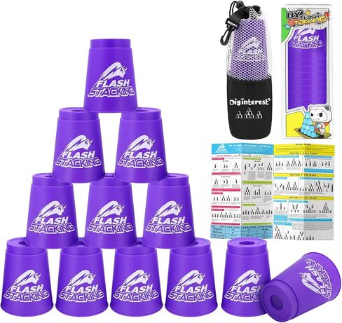 Cup Stacking Game, 12pcs Stacking Cups Set, Challenge Competition Sport Training Party idea Quick Cups Games for Kids and Adults (Blue) in Saudi Arabia