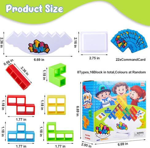 YangBu 64 Pcs Tetra Tower Balance Stacking Blocks Stack Attack Game, Board Games Team Tower Game for Kids & Adults Stacking Fun Toy for Children, Adults in Kuwait