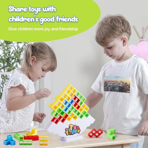 YangBu 64 Pcs Tetra Tower Balance Stacking Blocks Stack Attack Game, Board Games Team Tower Game for Kids & Adults Stacking Fun Toy for Children, Adults in Kuwait