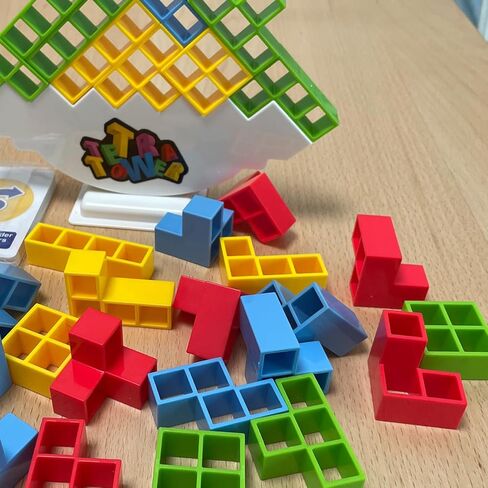 YangBu 64 Pcs Tetra Tower Balance Stacking Blocks Stack Attack Game, Board Games Team Tower Game for Kids & Adults Stacking Fun Toy for Children, Adults in Kuwait