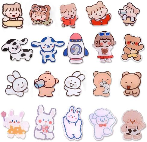 LZYMSZ 20 جهاز كمبيوتر شخصى الكرتون الاكريليك بروش دبابيس مجموعة، لطيف الجمالية شارات التلبيب دبوس، 20 أنماط نمط الأغنام الكلب أرنب الدب فتاة بروش دبوس DIY بها بنفسك أكياس الملابس السترات قبعة حقائب الظهر in Kuwait