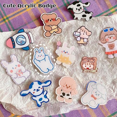 LZYMSZ 20 جهاز كمبيوتر شخصى الكرتون الاكريليك بروش دبابيس مجموعة، لطيف الجمالية شارات التلبيب دبوس، 20 أنماط نمط الأغنام الكلب أرنب الدب فتاة بروش دبوس DIY بها بنفسك أكياس الملابس السترات قبعة حقائب الظهر in Kuwait