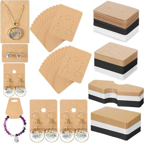 فولمون 1000 قطعة من بطاقات عرض المجوهرات المصنوعة من الورق المقوى 250 بطاقة قلادة 250 بطاقة سوار 250 بطاقة عرض اقراط 250 بطاقة اقراط للاعمال الصغيرة، 3 الوان in Kuwait