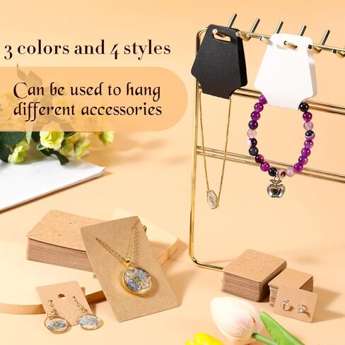 فولمون 1000 قطعة من بطاقات عرض المجوهرات المصنوعة من الورق المقوى 250 بطاقة قلادة 250 بطاقة سوار 250 بطاقة عرض اقراط 250 بطاقة اقراط للاعمال الصغيرة، 3 الوان in Kuwait